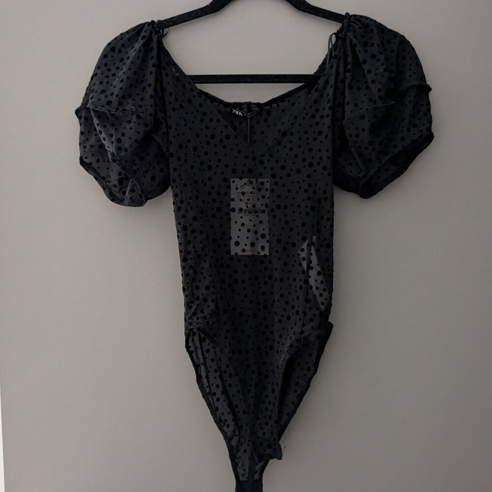 NWT Zara Mesh Polkadot Bodysuit